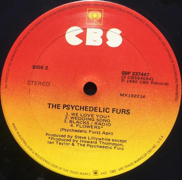 The Psychedelic Furs - The Psychedelic Furs LP | CBS (SBP 237447) - 4 The Psychedelic Furs - The Psychedelic Furs LP | CBS (SBP 237447) - 4