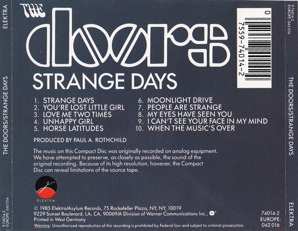 The Doors - Strange Days | Elektra (74014-2) - 2
