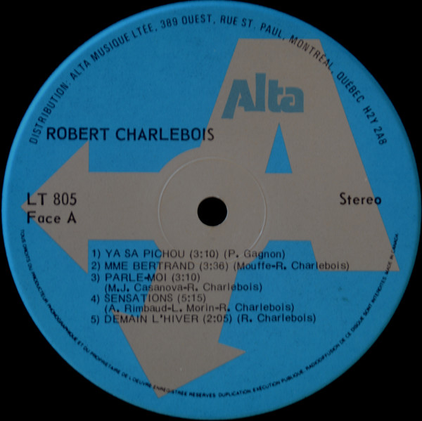 Robert Charlebois - Album Souvenir | Alta (LT-805) - 3