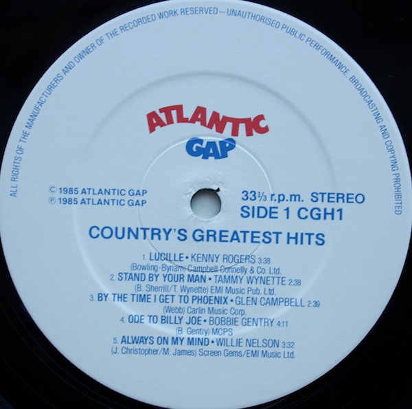 Various - Country's Greatest Hits | Atlantic Gap (CGH1) - 4