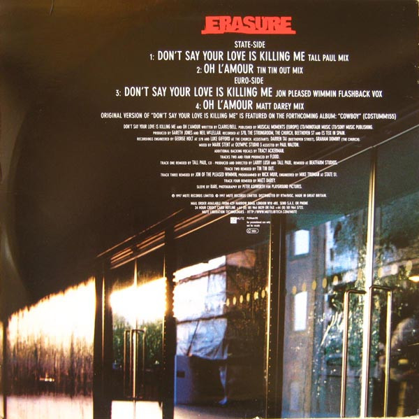 Erasure - Don't Say Your Love Is Killing Me | Mute (P12Mute195) - 2