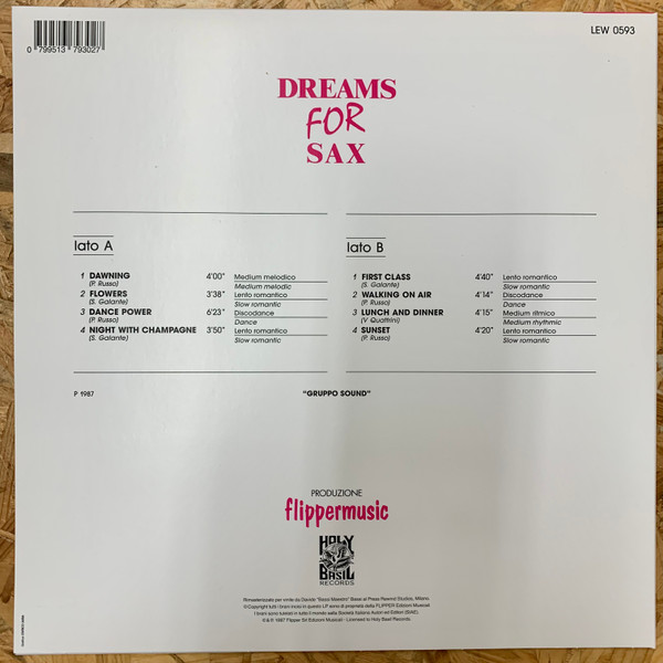 Gruppo Sound - Dreams For Sax | Holy Basil Records (HBR-005) - 2 Gruppo Sound - Dreams For Sax | Holy Basil Records (HBR-005) - 2