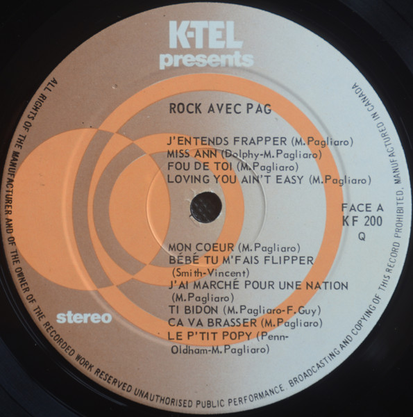 Michel Pagliaro - Rock Avec Pag | K-Tel (KF-200) - 3