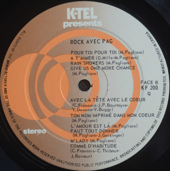 Michel Pagliaro - Rock Avec Pag | K-Tel (KF-200) - 4