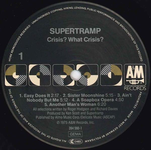 Supertramp - Crisis? What Crisis? | A&M Records (394 560-1) - 3