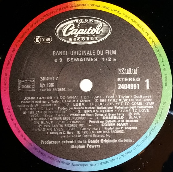 Various - 9½ Weeks - Original Motion Picture Soundtrack | Capitol Records (24 0499 1) - 3