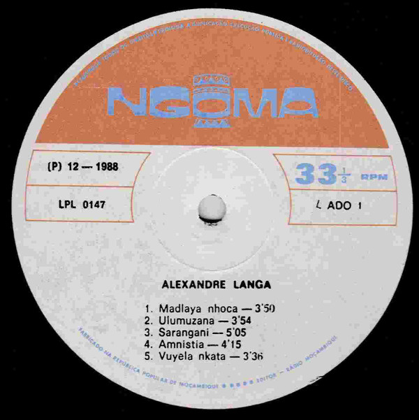 Alexandre Langa - Amnistia | Ngoma (LPL 0147) - 3 Alexandre Langa - Amnistia | Ngoma (LPL 0147) - 3