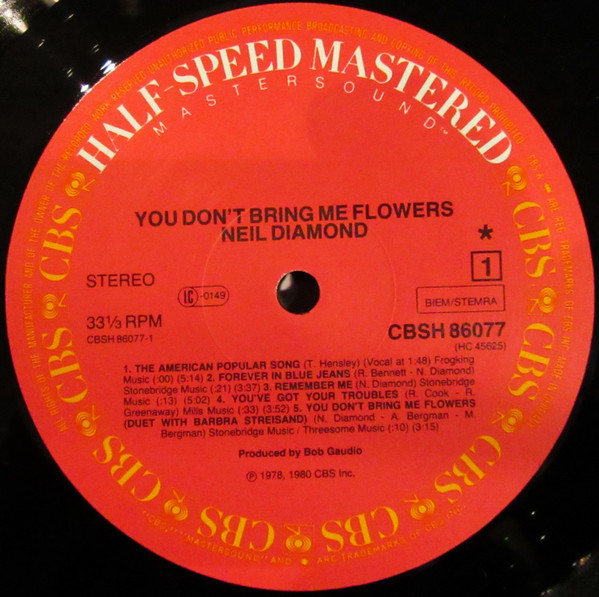 Neil Diamond - You Don't Bring Me Flowers | CBS (CBSH 86077) - 2 Neil Diamond - You Don't Bring Me Flowers | CBS (CBSH 86077) - 2