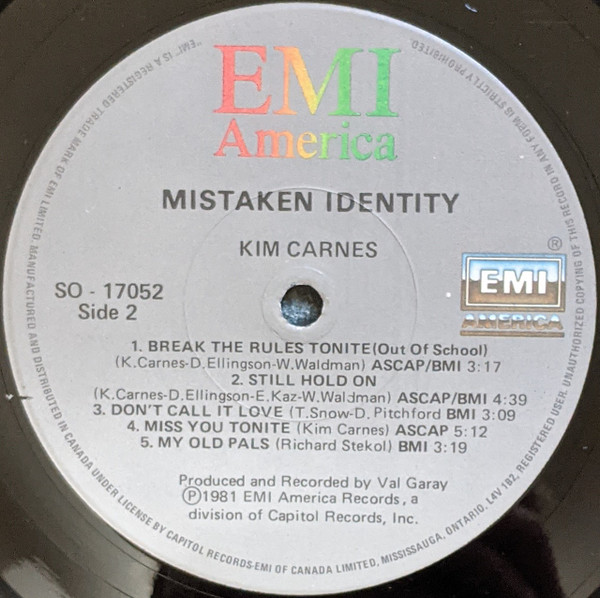 Kim Carnes - Mistaken Identity [Vinyl] | EMI America (SO-17052) - 4