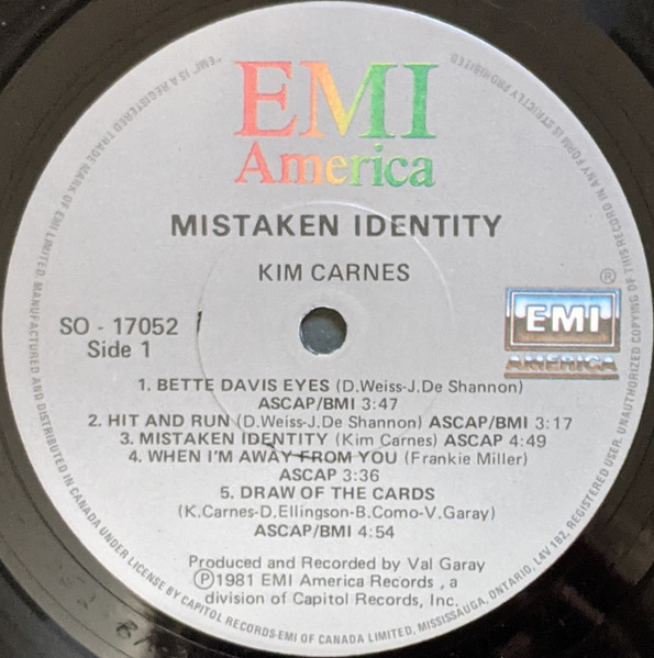 Kim Carnes - Mistaken Identity [Vinyl] | EMI America (SO-17052) - 3