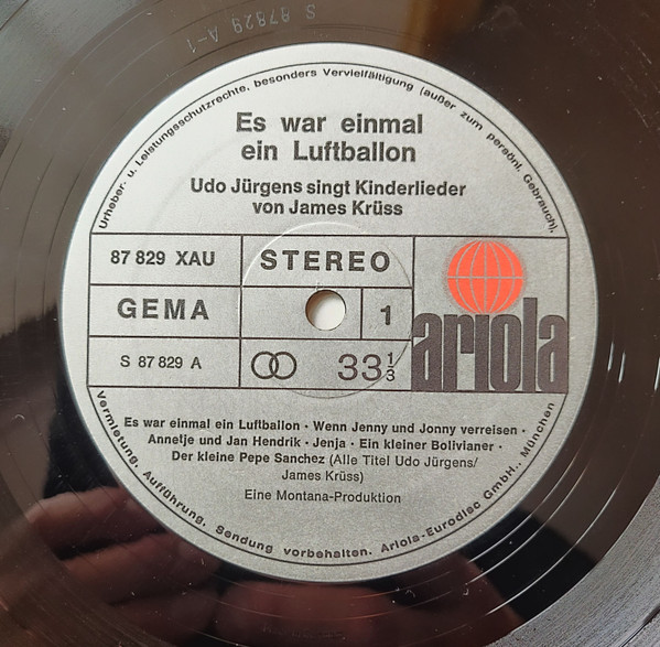 Udo Jürgens Singt Kinderlieder Von James Krüss - Es War Einmal Ein Luftballon | Ariola (87 829 XAU) - 3
