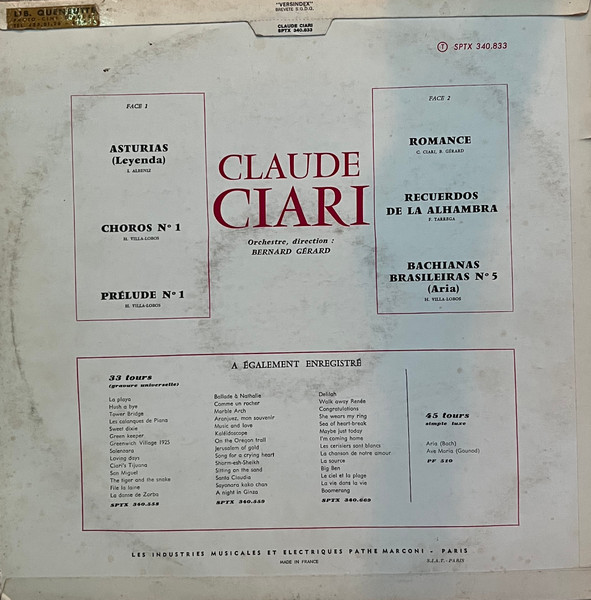 Claude Ciari - Asturias | Pathé (SPTX 340.833) - 2