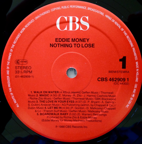 Eddie Money - Nothing To Lose | CBS (CBS 462909 1) - 2
