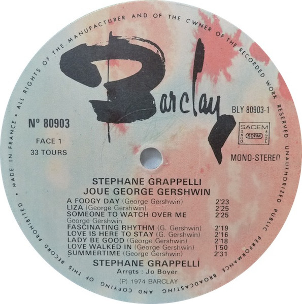 Stéphane Grappelli - Stéphane Grappelli Joue George Gershwin Et Cole Porter | Barclay (80.903/904) - 3 Stéphane Grappelli - Stéphane Grappelli Joue George Gershwin Et Cole Porter | Barclay (80.903/904) - 3