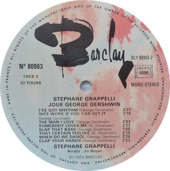 Stéphane Grappelli - Stéphane Grappelli Joue George Gershwin Et Cole Porter | Barclay (80.903/904) - 4 Stéphane Grappelli - Stéphane Grappelli Joue George Gershwin Et Cole Porter | Barclay (80.903/904) - 4