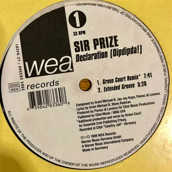 Sir Prize - Declaration (Dipdipda!) | WEA (3984 28336-0) - 3 Sir Prize - Declaration (Dipdipda!) | WEA (3984 28336-0) - 3
