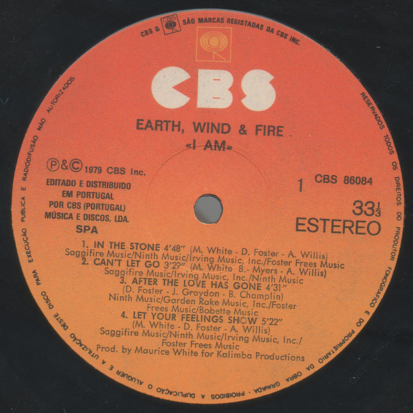 Earth, Wind & Fire - I Am | CBS (CBS 86084) - 4