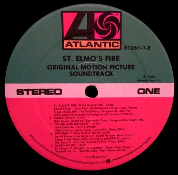 Various - St. Elmo's Fire (Original Motion Picture Soundtrack) | Atlantic (81261-1-E) - 4