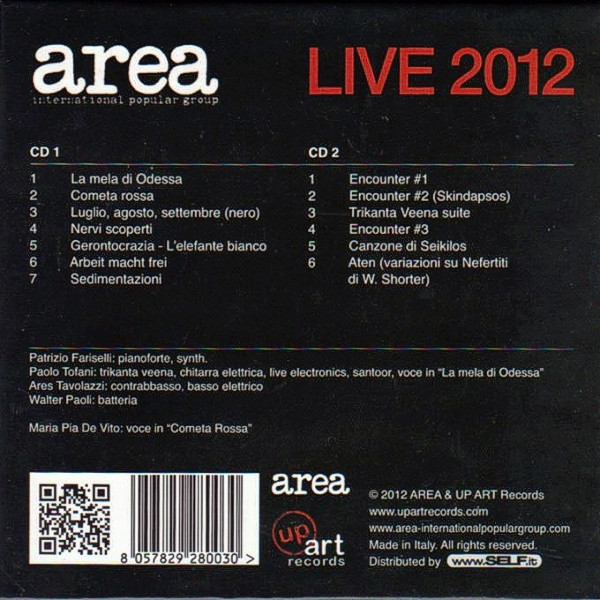 Area - Live 2012 | Up Art Records (UPA CD003) - 2 Area - Live 2012 | Up Art Records (UPA CD003) - 2