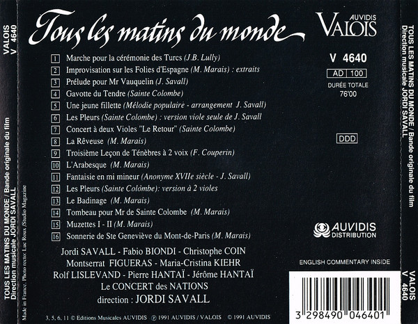Jordi Savall - Tous Les Matins Du Monde | Valois (V 4640) - 2 Jordi Savall - Tous Les Matins Du Monde | Valois (V 4640) - 2
