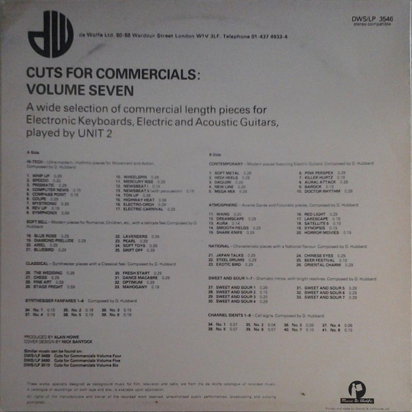 Unit 2 - Cuts For Commercials: Volume Seven | Music De Wolfe (DWS/LP 3546) - 2