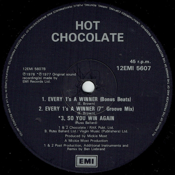 Hot Chocolate - Every 1's A Winner (Sexy Remix) | EMI (12 EMI 5607) - 2 Hot Chocolate - Every 1's A Winner (Sexy Remix) | EMI (12 EMI 5607) - 2