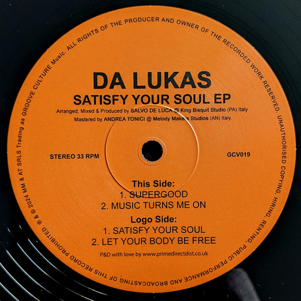 Da Lukas - Satisfy Your Soul EP | Groove Culture Music (GCV019)