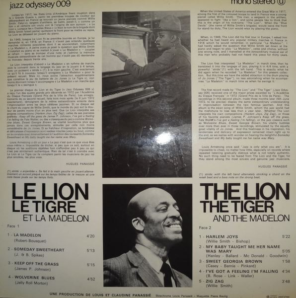 Willie "The Lion" Smith - Le Lion Le Tigre Et La Madelon | Jazz Odyssey (JO 009) - 2 Willie "The Lion" Smith - Le Lion Le Tigre Et La Madelon | Jazz Odyssey (JO 009) - 2