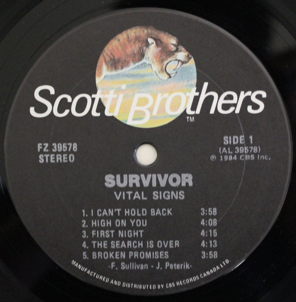 Survivor - Vital Signs | Scotti Bros. Records (FZ 39578) - 3