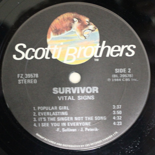 Survivor - Vital Signs | Scotti Bros. Records (FZ 39578) - 4