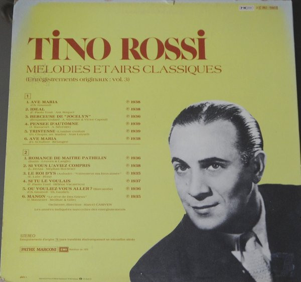 Tino Rossi - Airs Et Mélodies Classiques | Columbia (2C 062-15603) - 2 Tino Rossi - Airs Et Mélodies Classiques | Columbia (2C 062-15603) - 2