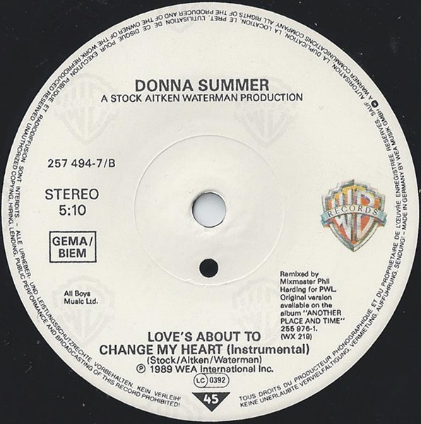 Donna Summer - Love's About To Change My Heart | Warner Bros. Records (U 7494) - 4 Donna Summer - Love's About To Change My Heart | Warner Bros. Records (U 7494) - 4