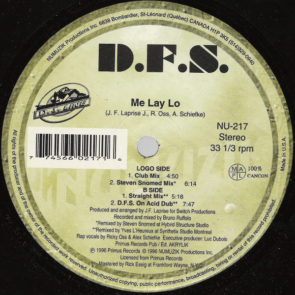 D.F.S. - Me Lay Lo | Numuzik Inc. (NU-217)