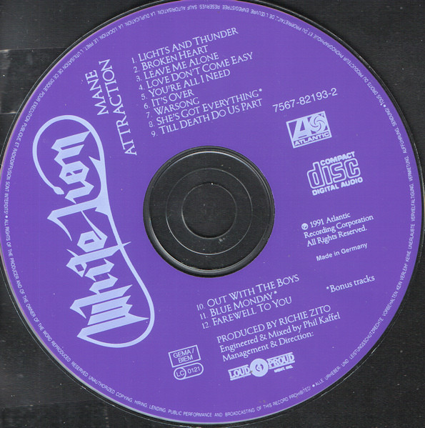 White Lion - Mane Attraction CD | Atlantic (7567-82193-2) - 3 White Lion - Mane Attraction CD | Atlantic (7567-82193-2) - 3