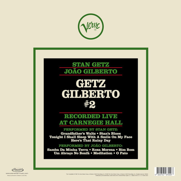 Stan Getz , João Gilberto - Getz/Gilberto #2 (Recorded Live At Carnegie Hall) | Verve Records (700202) - 2 Stan Getz , João Gilberto - Getz/Gilberto #2 (Recorded Live At Carnegie Hall) | Verve Records (700202) - 2