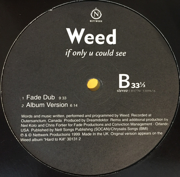Weed - If Only U Could See | Nettwerk (5 03770 3309616) - 3