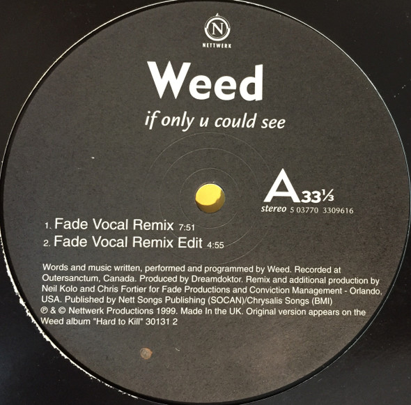 Weed - If Only U Could See | Nettwerk (5 03770 3309616) - 2