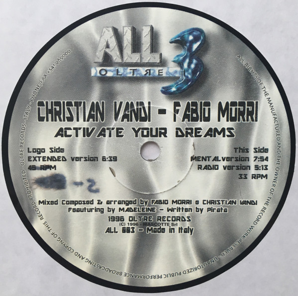 Christian Vandi & Fabio Morri - Activate Your Dreams | ALL3 Records (Oltre) (ALL 003) - 3