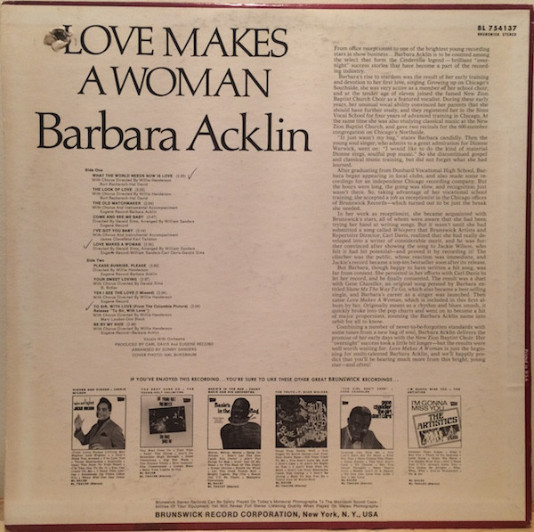 Barbara Acklin - Love Makes A Woman | Brunswick (BL 754137) - 2