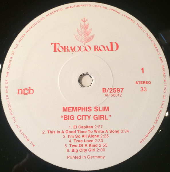 Memphis Slim - Big City Girl | Tobacco Road (B / 2597) - 3