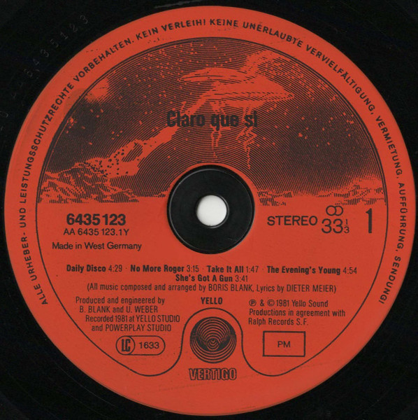 Yello - Claro Que Si | Vertigo (6435 123) - 3