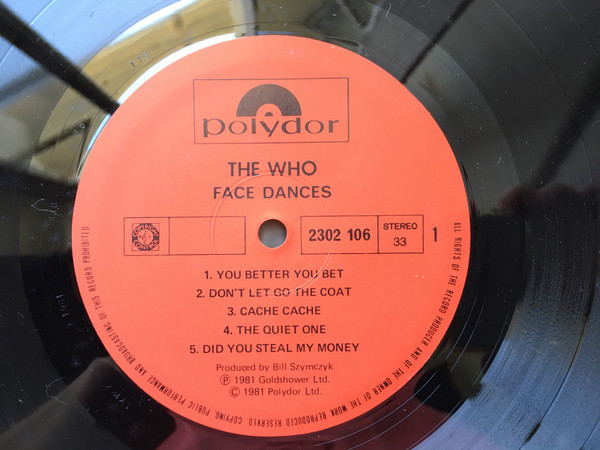 The Who - Face Dances | Polydor (2302 106) - 3 The Who - Face Dances | Polydor (2302 106) - 3