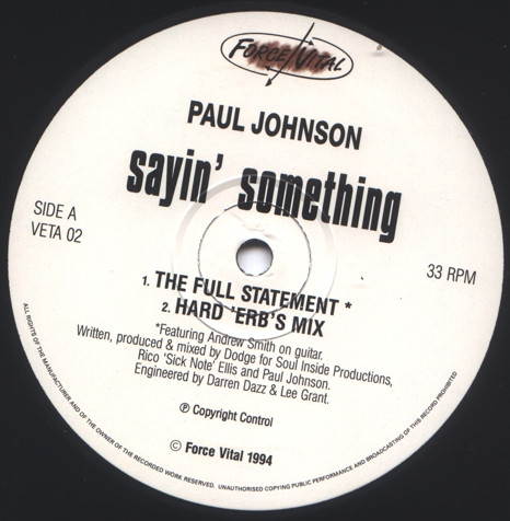 Paul Johnson - Sayin' Something | Force Vital (VETA 02) - 3