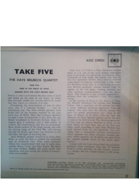 The Dave Brubeck Quartet - Take Five | CBS (AGG 320026) - 4
