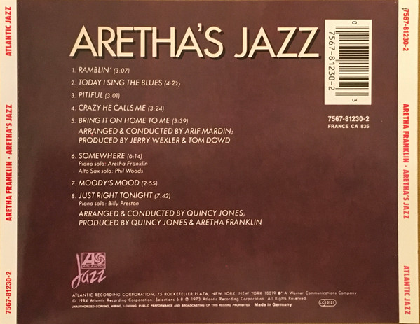 Aretha Franklin - Aretha's Jazz | Atlantic Jazz (7567-81230-2) - 2