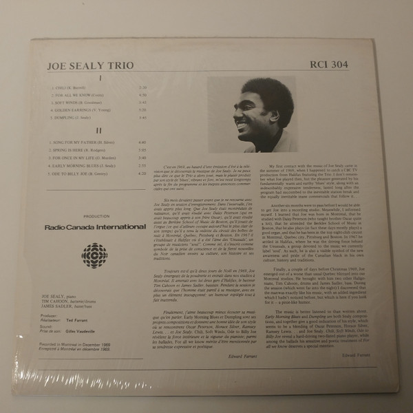 Joe Sealy Trio - Joe Sealy Trio | Radio Canada International (RCI 304) - 2 Joe Sealy Trio - Joe Sealy Trio | Radio Canada International (RCI 304) - 2