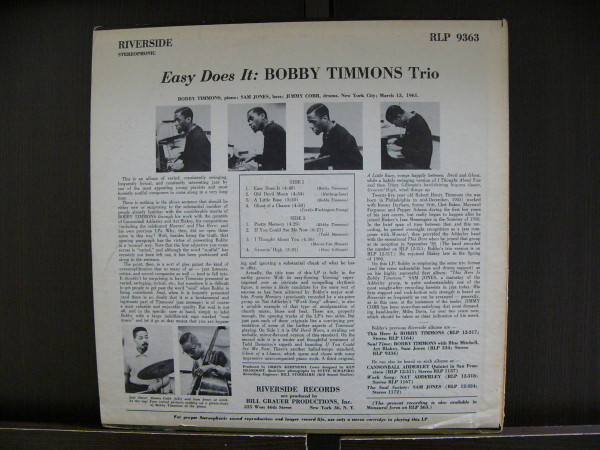 The Bobby Timmons Trio - Easy Does It | Riverside Records (RS-9363) - 2 The Bobby Timmons Trio - Easy Does It | Riverside Records (RS-9363) - 2