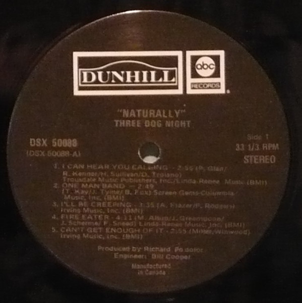 Three Dog Night - Naturally | Dunhill (DSX 50088) - 2