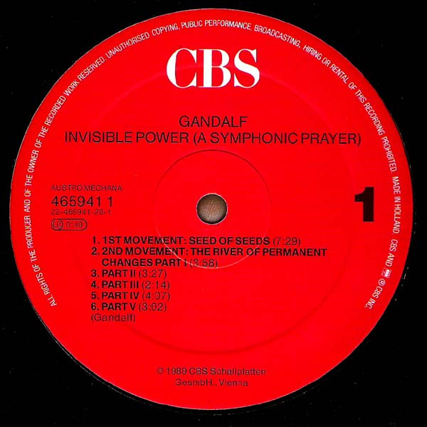 Gandalf - Invisible Power- A Symphonic Prayer | CBS (465941 1) - 3