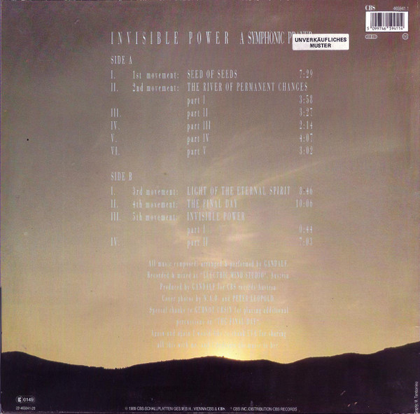 Gandalf - Invisible Power- A Symphonic Prayer | CBS (465941 1) - 2